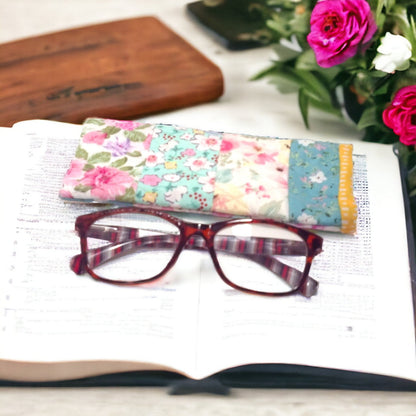 Pastel Floral Quilted Glasses Case - Soft Fabric Sunglass & Eyeglass Protector Pouch, Fits Most Frames, Gift Idea