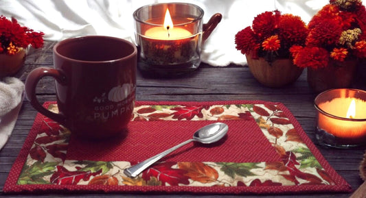 Large Autumn Inspired Mug Rug Snack Mat Placemat Country Farmhouse Cottage Decor Kitchen Decor Gift Idea