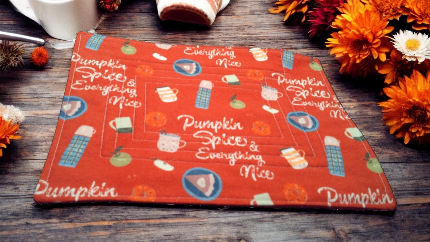 Vintage Autumn Farm Scene Quilted Mug Rugs/Snack Mats-- Farmhouse Vibes Cozy Cottage, Coffee Lover Tea Lover Gift Idea