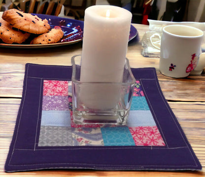 Patchwork Quilted Small Placemat Extra Large Mug Rug Candle Mat Table Topper Gift Idea