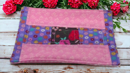 Quilted Passion Pink Floral Small Mug Rug Large Coaster Handmade Quilted Candle Mat Snack Mat Desktop Coaster Mug Rug Gift Idea Cottage Core