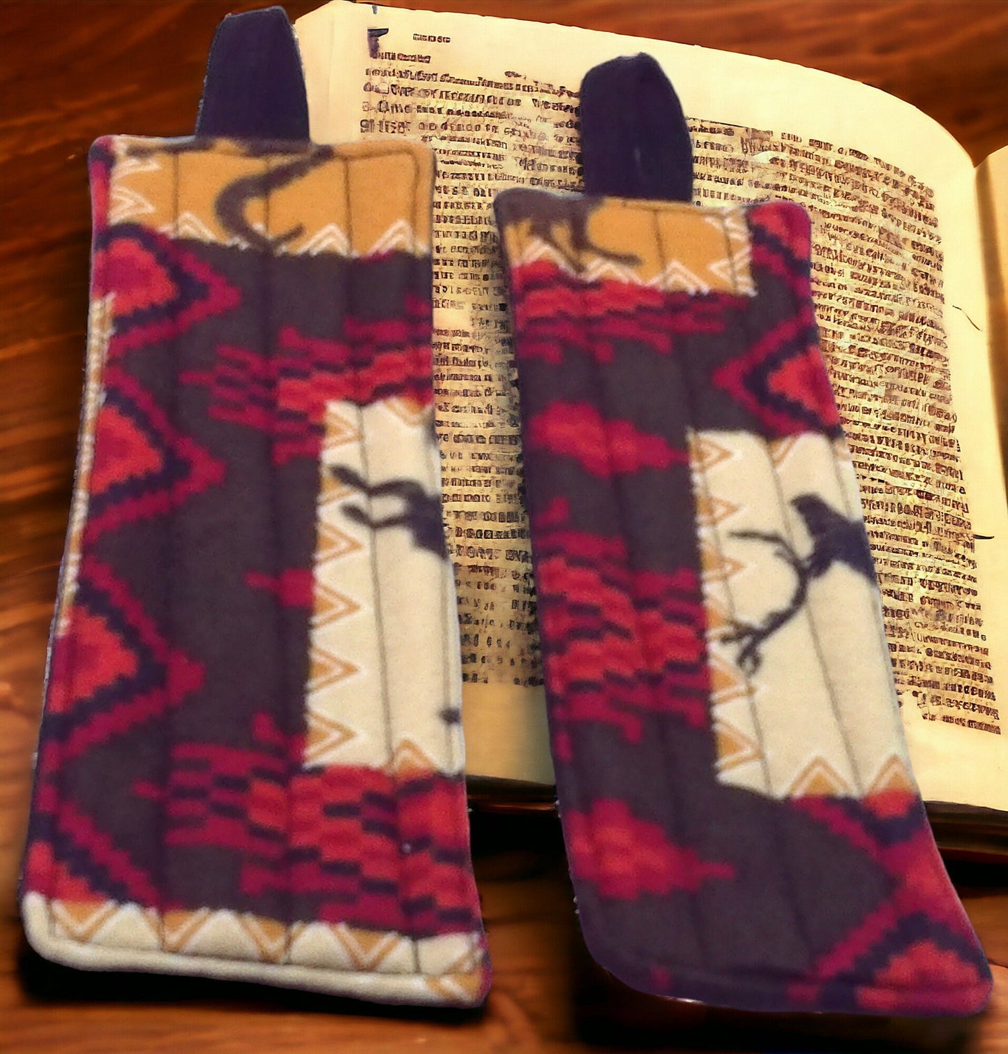 Native American Inspired Quilted Bookmarks Set of 2 Featuring Soaring Eagle & Majestic Stag Imagery Gift Idea Book Lover Reading Enthusiast