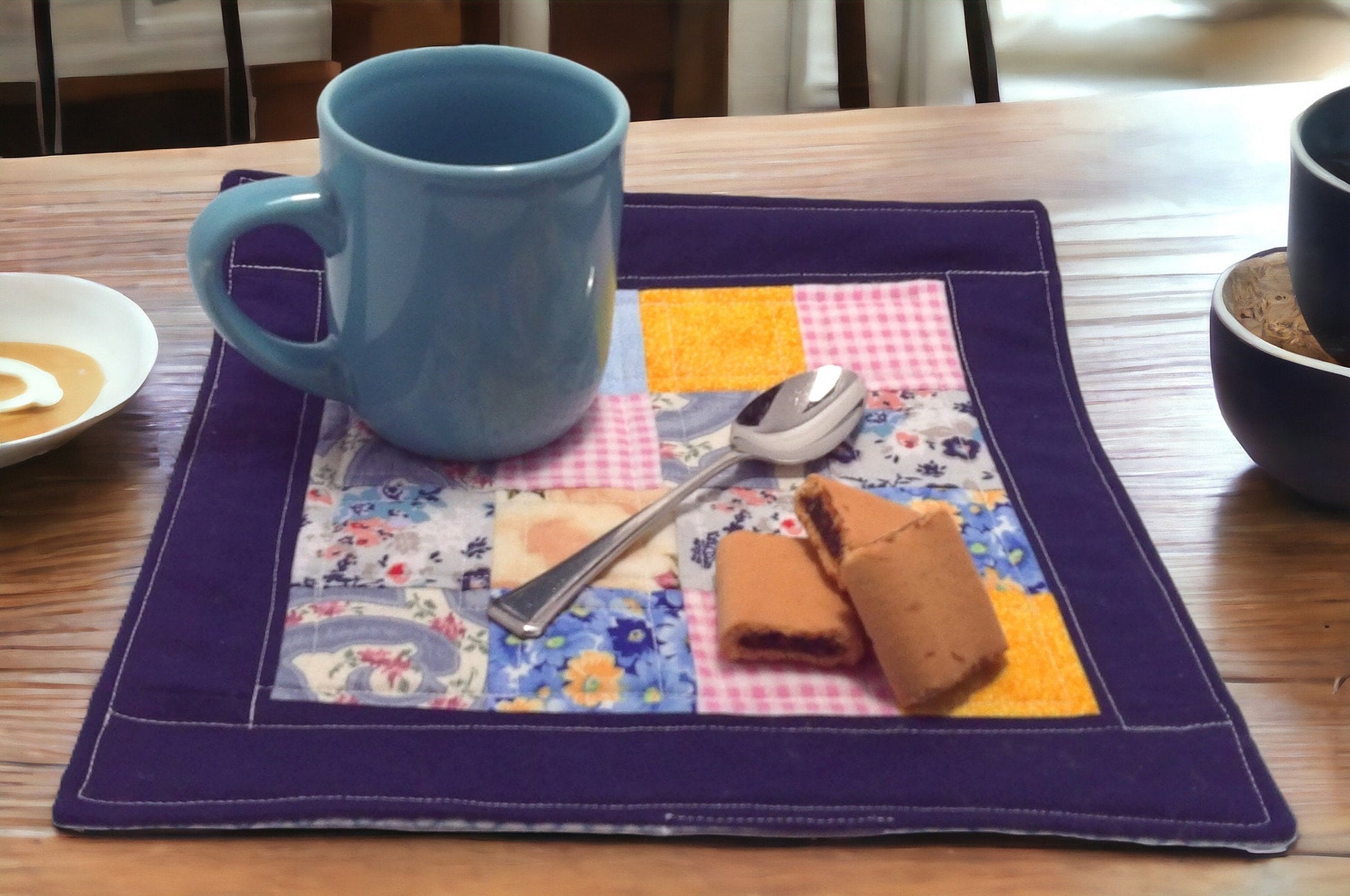 Patchwork Quilted Small Placemat Extra Large Mug Rug Candle Mat Table Topper Gift Idea