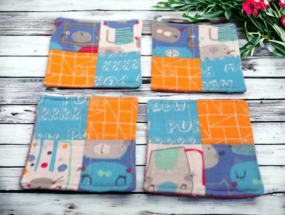 Set of 4 Quilted Coasters Pur-fect Design for Cat Lovers Gift Idea Cat Lover Tea Lover Coffee Mat Quilted Coasters Country Cottagcore