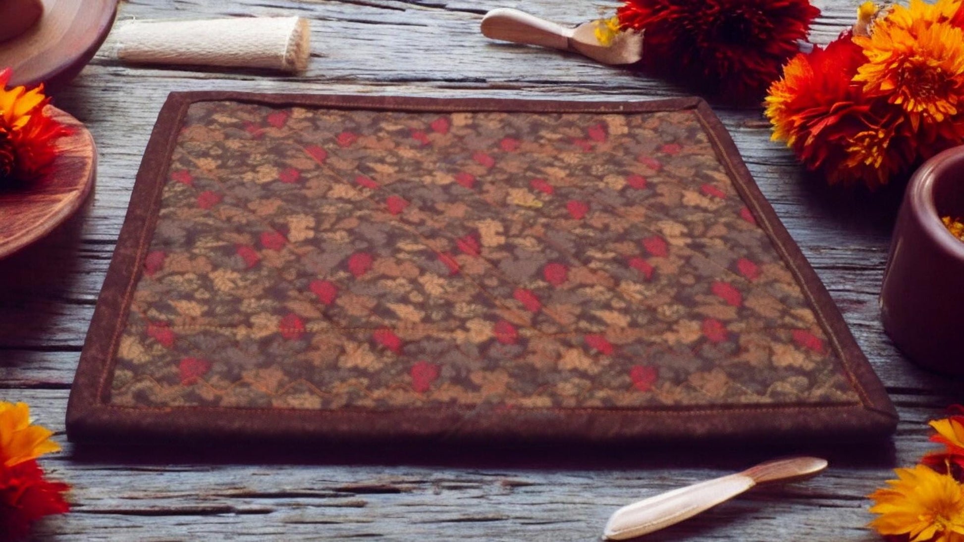 Autumn Inspired Mug Rug Snack Mat Placemat Country Farmhouse Cottage Decor Kitchen Decor Gift Idea